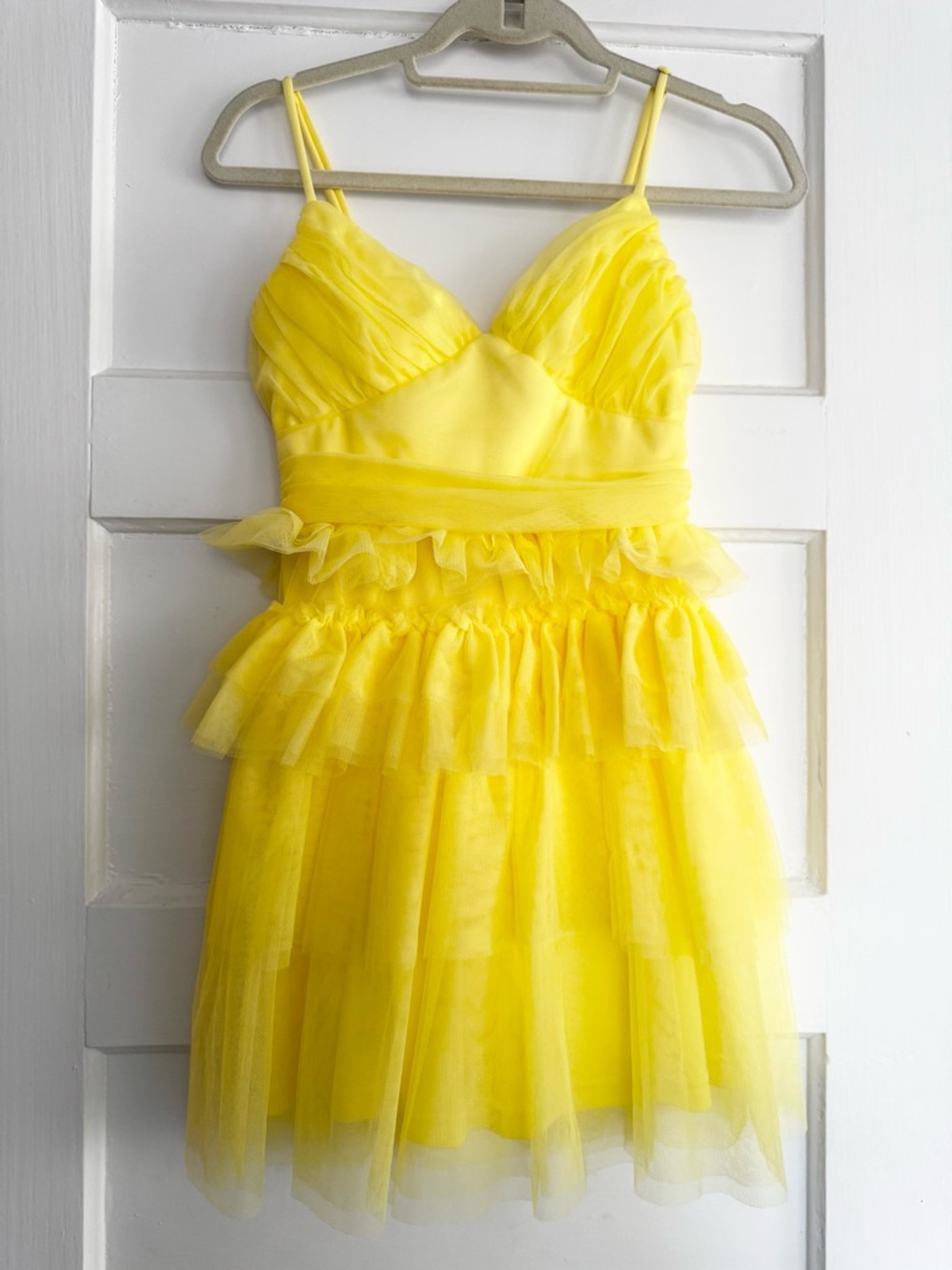 Lulu's Lemon Ruffled Tiered Spaghetti Strap Dress - Picture 3 of 3